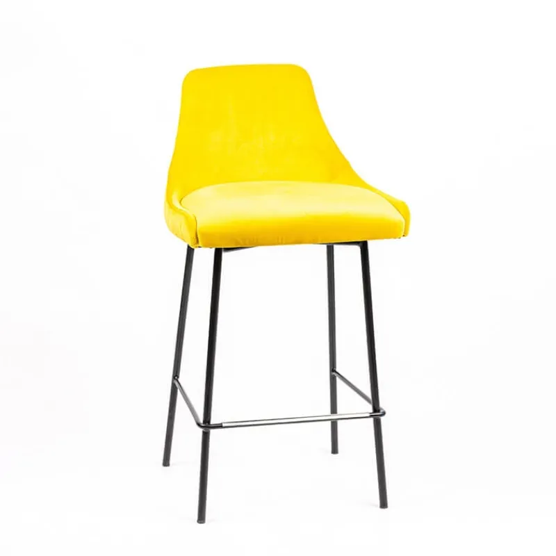 Sessio Lars line Tabouret snack dos matelassé en tissu et pieds métal> Tabouret Snack (assise +/- 65 Cm)|Tabouret De Bar (assise +/- 80 Cm)