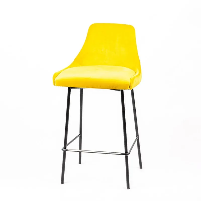 Sessio Lars line Tabouret snack dos matelassé en tissu et pieds métal> Tabouret Snack (assise +/- 65 Cm)|Tabouret De Bar (assise +/- 80 Cm)