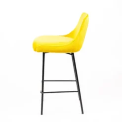 Sessio Lars line Tabouret snack dos matelassé en tissu et pieds métal><noscript><img width=