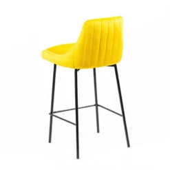 Sessio Lars line Tabouret snack dos matelassé en tissu et pieds métal><noscript><img width=