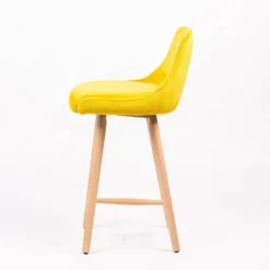 Sessio Lars line Tabouret snack tissu dossier matelassé pieds bois><noscript><img width=