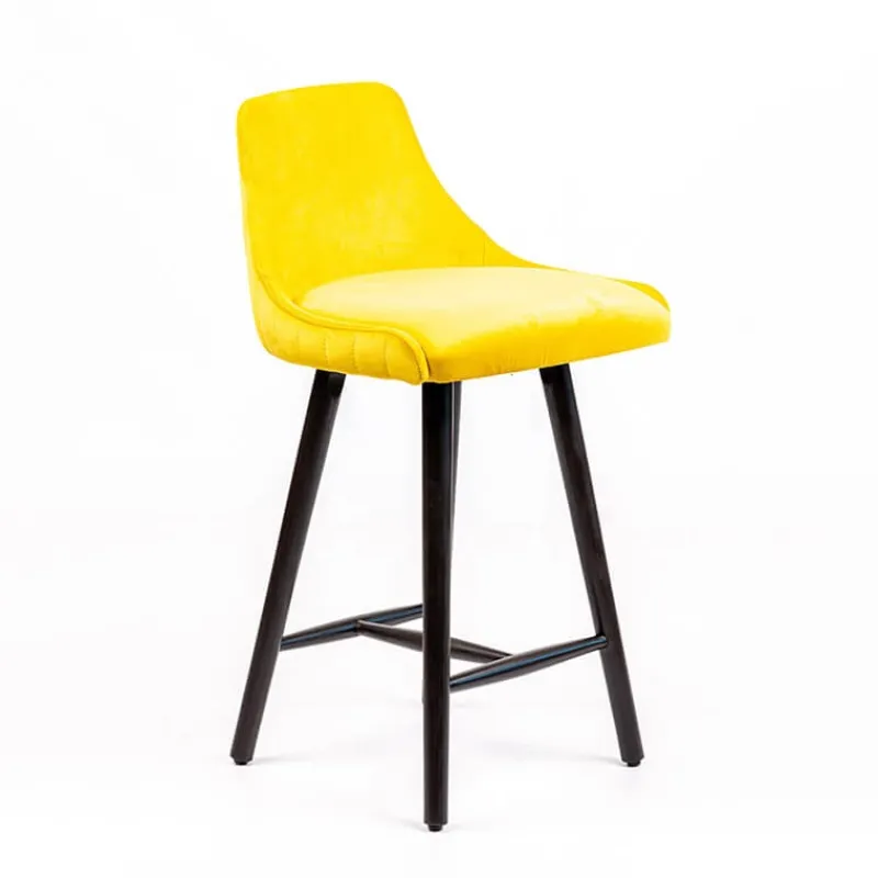 Sessio Lars line Tabouret snack tissu dossier matelassé pieds bois> Tabouret Snack (assise +/- 65 Cm)|Tabouret De Bar (assise +/- 80 Cm)