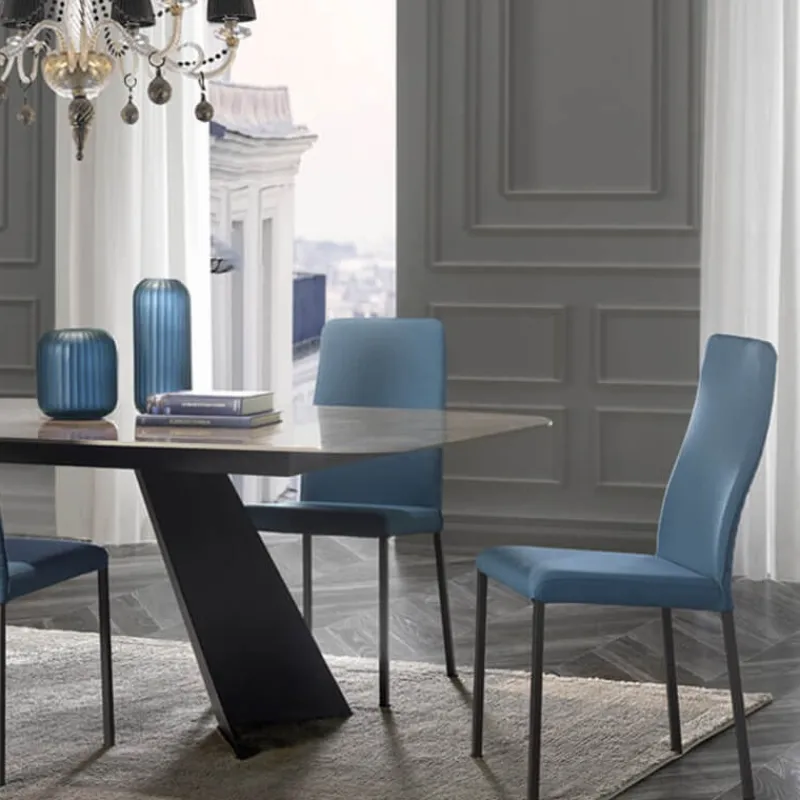 Europea Laura Chaise de salle à manger italienne en tissu bicolore> Chaise De Salle à Manger