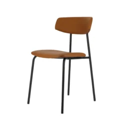 Perfecta Lazio Chaise belge style rétro en simili avec pieds en métal><noscript><img width=