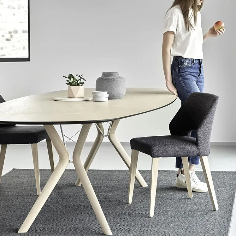 Mobitec Lena ® Chaise ajourée en tissu et pieds bois style moderne> Chaise De Salle à Manger|Chaise Salon