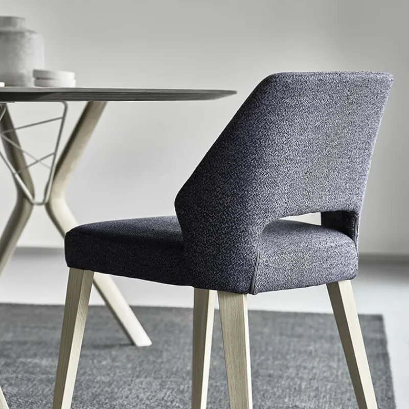 Mobitec Lena ® Chaise ajourée en tissu et pieds bois style moderne> Chaise De Salle à Manger|Chaise Salon