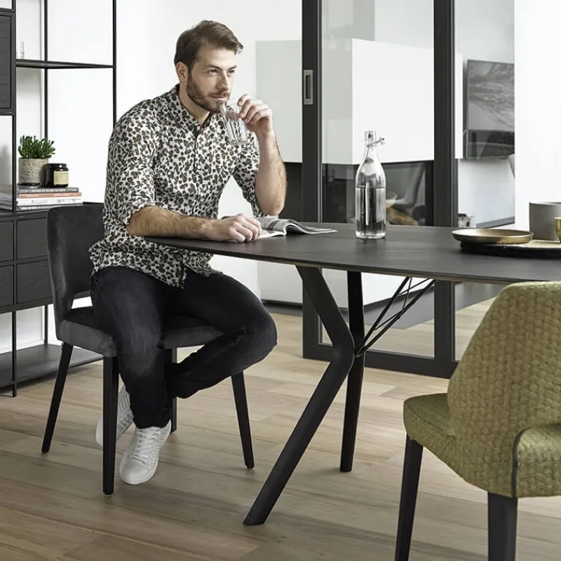 Mobitec Lena ® Chaise ajourée en tissu et pieds bois style moderne> Chaise De Salle à Manger|Chaise Salon