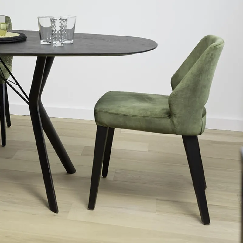 Mobitec Lena ® Chaise ajourée en tissu et pieds bois style moderne> Chaise De Salle à Manger|Chaise Salon