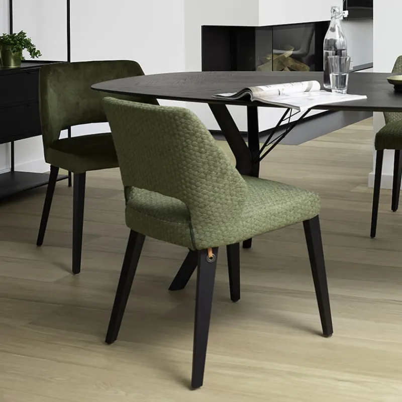 Mobitec Lena ® Chaise ajourée en tissu et pieds bois style moderne> Chaise De Salle à Manger|Chaise Salon