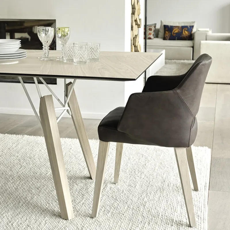 Mobitec Lena ® Fauteuil scandinave bois et tissu avec dossier ajouré> Chaise De Salle à Manger|Chaise Salon