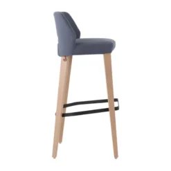 Mobitec Lena ® Tabouret de bar en tissu avec dossier bas et pieds en bois> Tabouret De Bar (assise +/- 80 Cm)