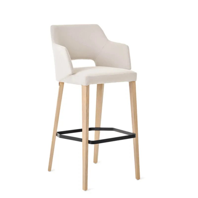Mobitec Lena ® Tabouret de bar en tissu avec accoudoirs et pieds en bois> Tabouret De Bar (assise +/- 80 Cm)