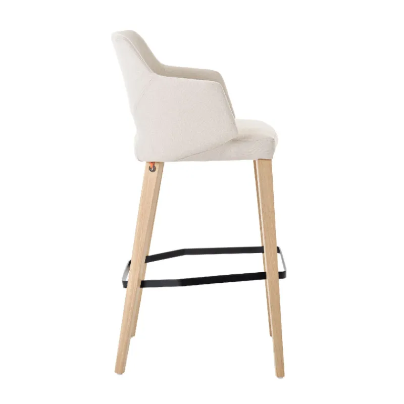 Mobitec Lena ® Tabouret de bar en tissu avec accoudoirs et pieds en bois> Tabouret De Bar (assise +/- 80 Cm)