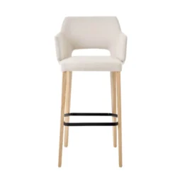 Mobitec Lena ® Tabouret de bar en tissu avec accoudoirs et pieds en bois><noscript><img width=