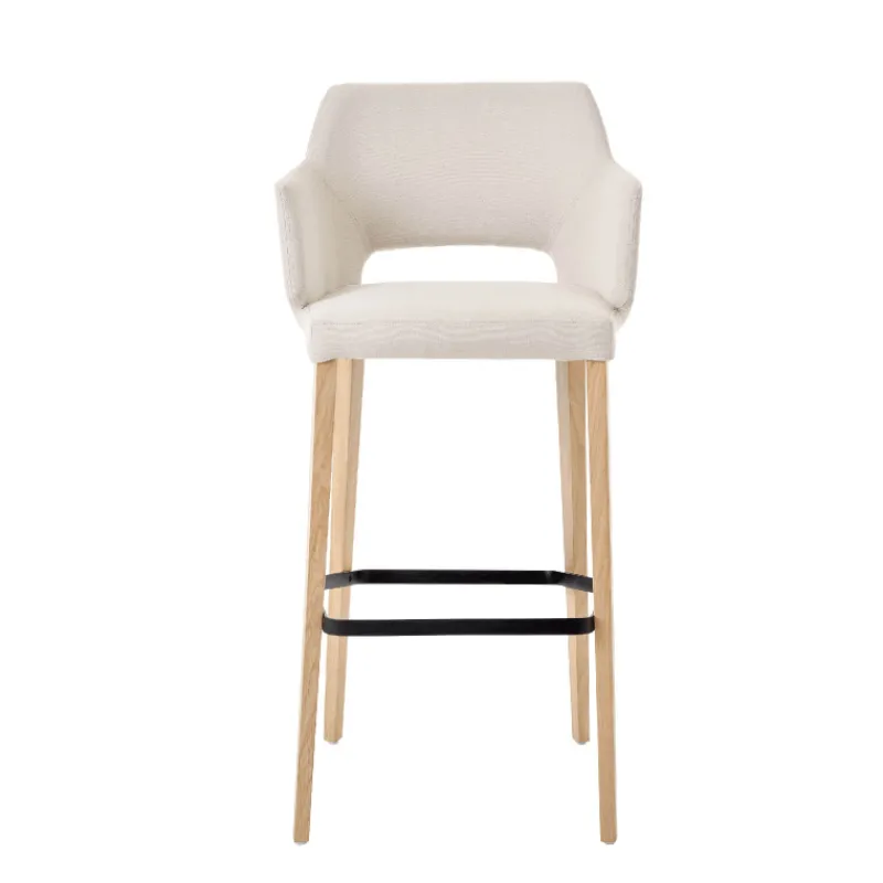 Mobitec Lena ® Tabouret de bar en tissu avec accoudoirs et pieds en bois> Tabouret De Bar (assise +/- 80 Cm)