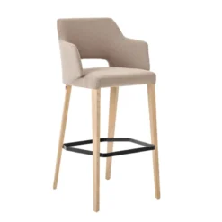 Mobitec Lena ® Tabouret de bar en tissu avec accoudoirs et pieds en bois><noscript><img width=