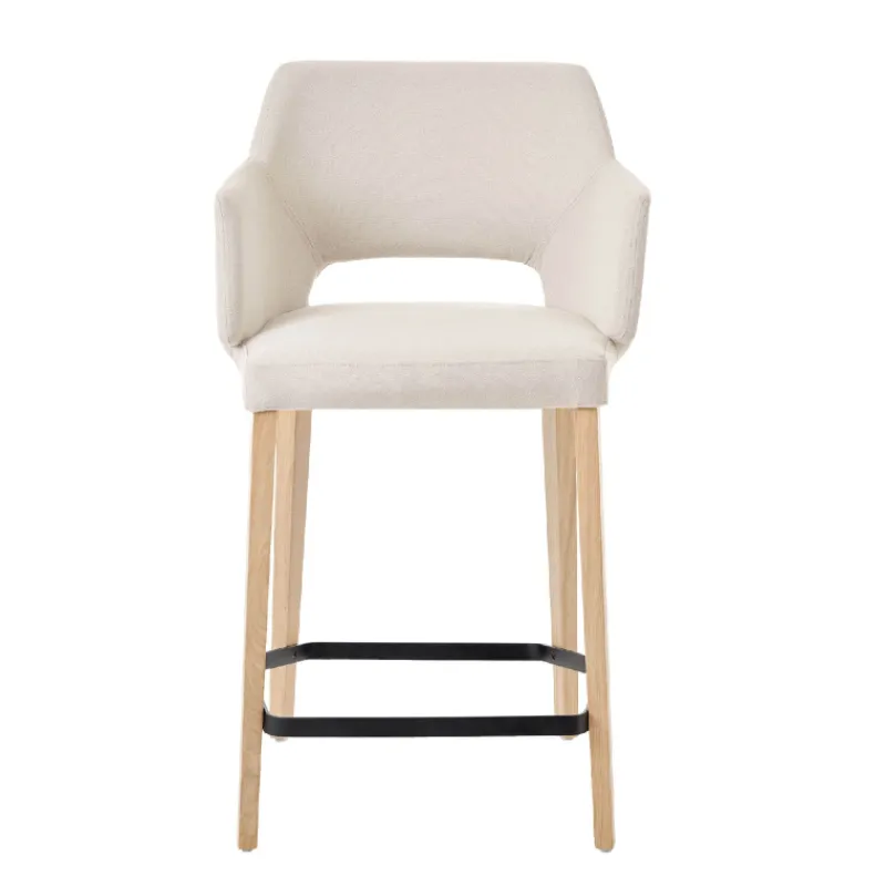 Mobitec Lena ® Tabouret snack en tissu avec accoudoirs et pieds en bois> Tabouret Snack (assise +/- 65 Cm)|Tabouret De Bar (assise +/- 80 Cm)