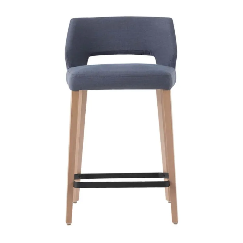Mobitec Lena ® Tabouret snack scandinave en tissu et bois avec dossier ajouré> Tabouret Snack (assise +/- 65 Cm)|Tabouret De Bar (assise +/- 80 Cm)