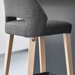 Mobitec Lena ® Tabouret snack scandinave en tissu et bois avec dossier ajouré><noscript><img width=