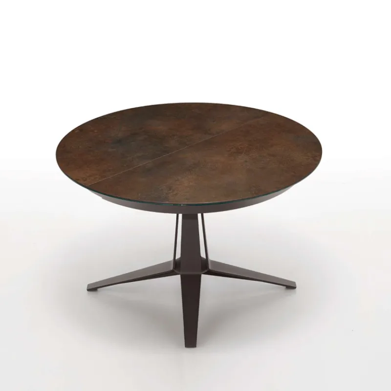 Midj Link ® Table design ronde extensible en céramique pied central en métal> Table De Salle à Manger