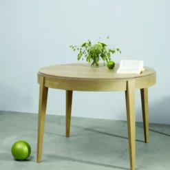 Dasras Liseré 355 Table ronde en bois massif avec allonges> Table De Salle à Manger