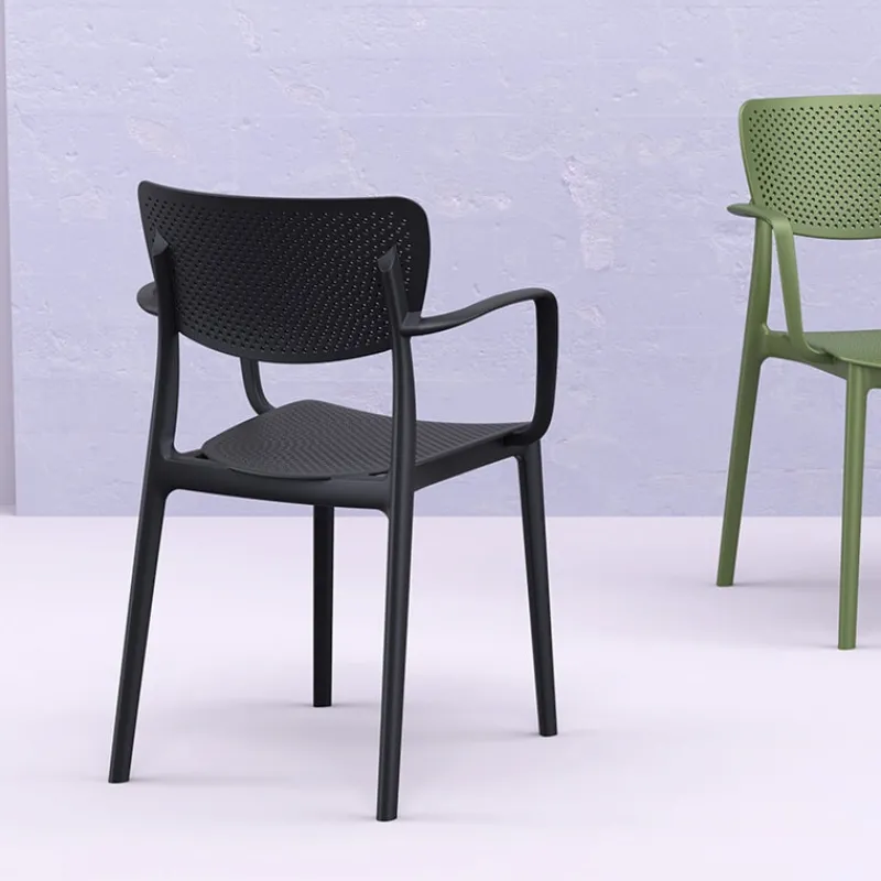 Loft Chaise moderne avec accoudoirs en polypropylène micro perforé> Chaise De Cuisine|Chaise De Salle à Manger