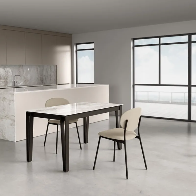 Cancio London Table design en Dekton avec pieds épingle en métal> Table De Salle à Manger