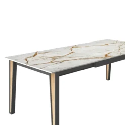 Cancio London Table en Dekton extensible avec pieds en métal et bois><noscript><img width=