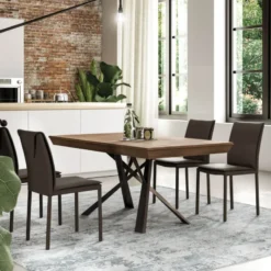 Ozzio Lungo largo Table design italienne extensible avec pied mikado> Table De Salle à Manger