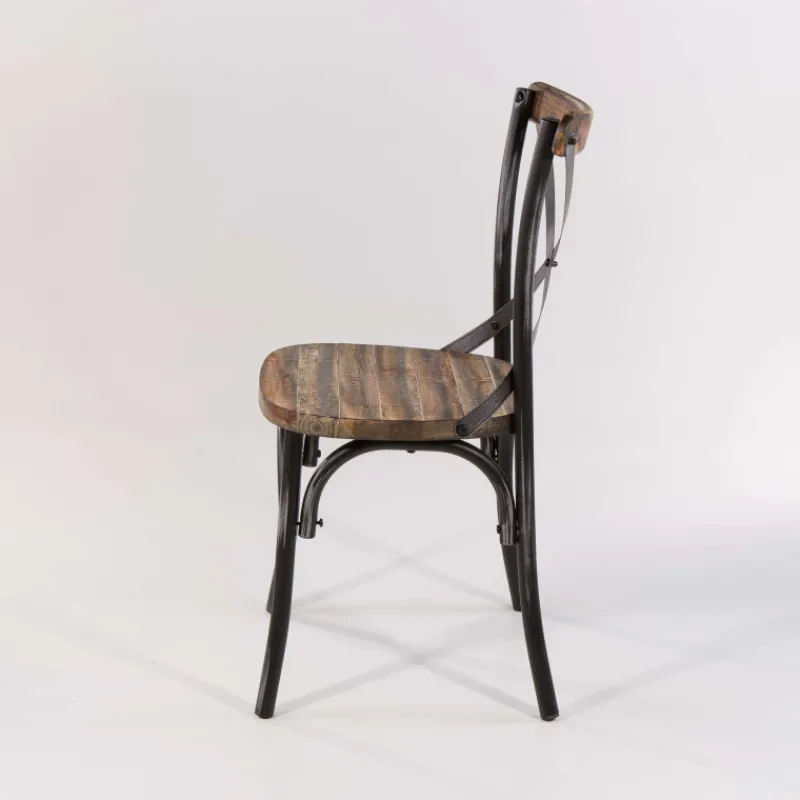 MadieChaise bistrot vintage en bois et métal noir patiné> Chaise De Cuisine