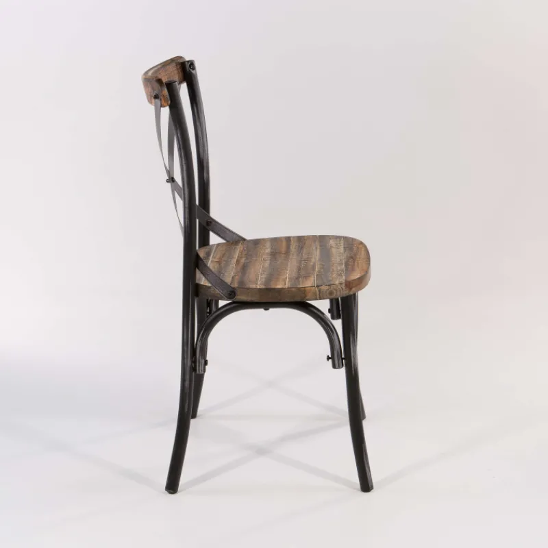 MadieChaise bistrot vintage en bois et métal noir patiné> Chaise De Cuisine
