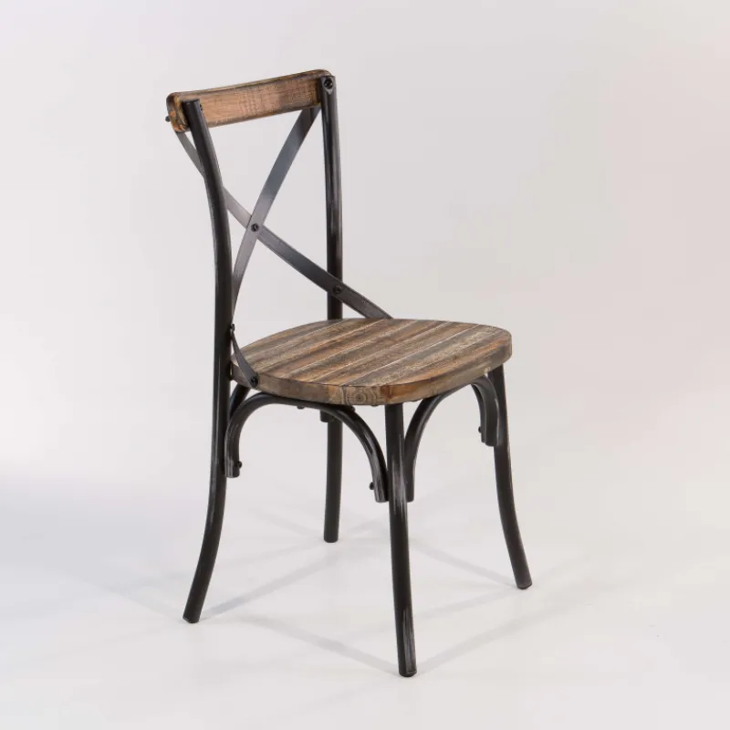 MadieChaise bistrot vintage en bois et métal noir patiné> Chaise De Cuisine