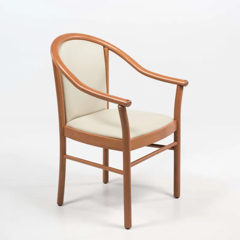 Manuela Fauteuil bridge en bois avec assise et dossier rembourrés> Chaise De Salle à Manger|Fauteuil De Salon