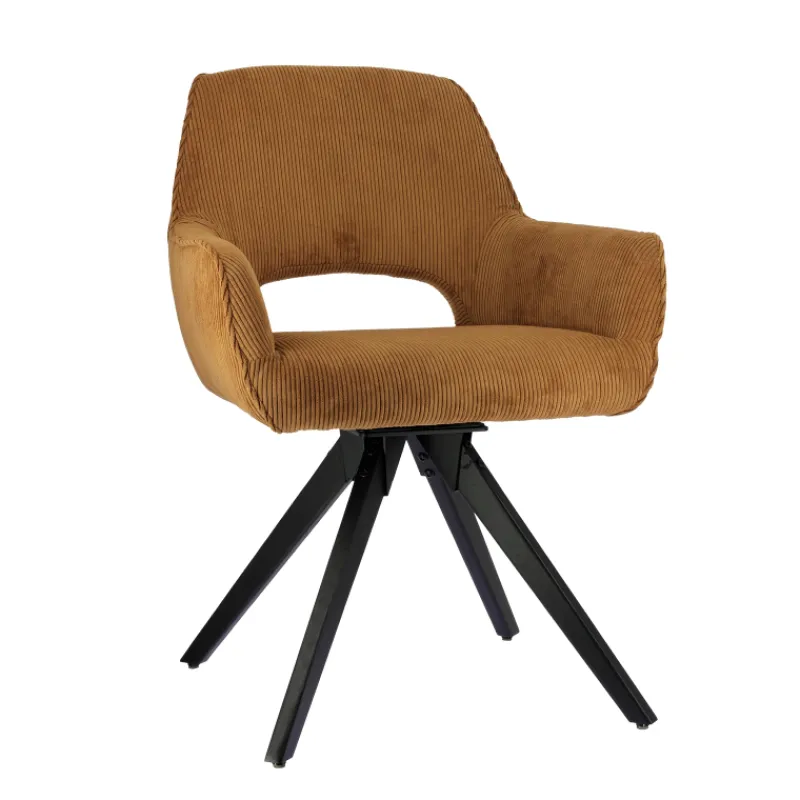 Marius Fauteuil cocooning pivotant en tissu avec pieds bois> Chaise De Salle à Manger|Chaise De Bureau