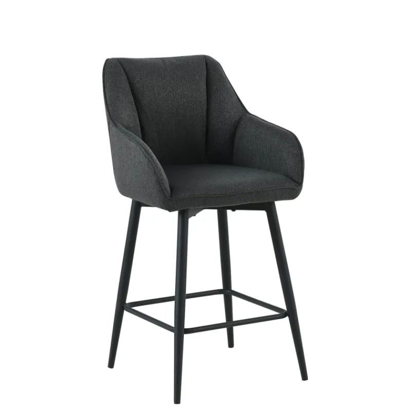 MartinTabouret snack pivotant avec accoudoirs en tissu recyclé et pieds en métal> Tabouret Snack (assise +/- 65 Cm)|Tabouret De Bar (assise +/- 80 Cm)