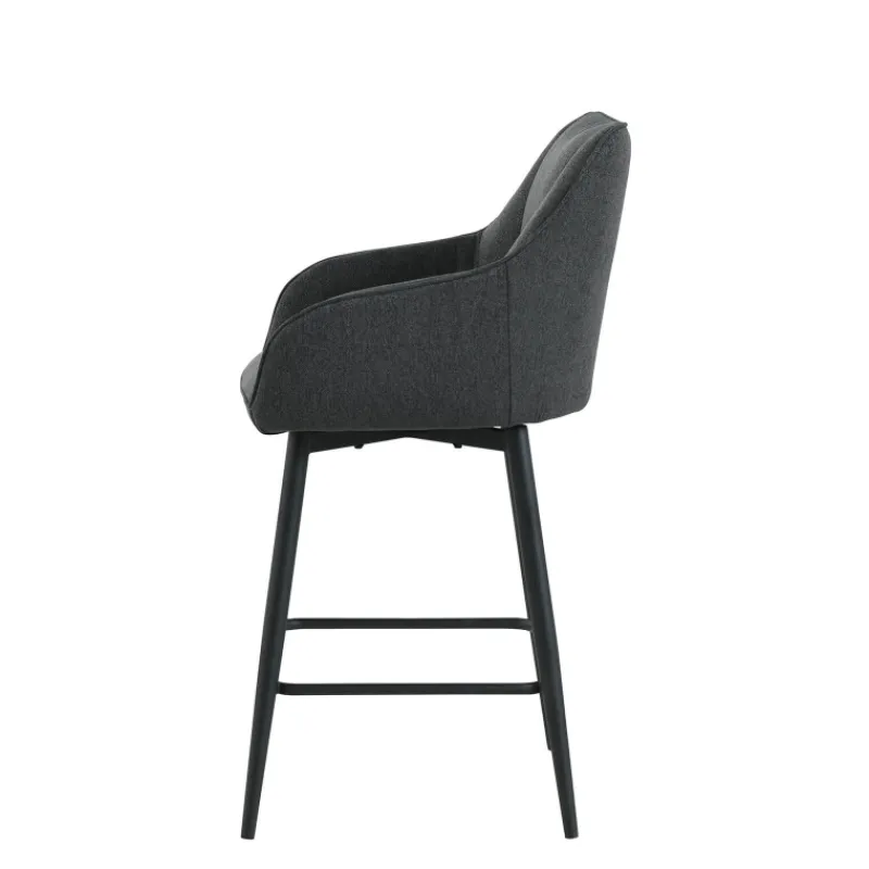 MartinTabouret snack pivotant avec accoudoirs en tissu recyclé et pieds en métal> Tabouret Snack (assise +/- 65 Cm)|Tabouret De Bar (assise +/- 80 Cm)