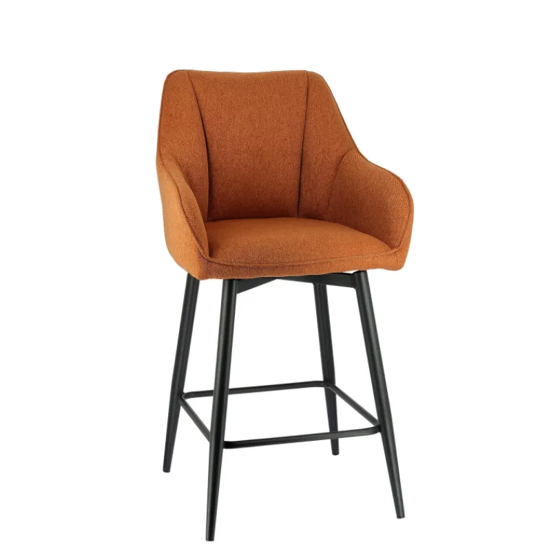 MartinTabouret snack pivotant avec accoudoirs en tissu recyclé et pieds en métal> Tabouret Snack (assise +/- 65 Cm)|Tabouret De Bar (assise +/- 80 Cm)