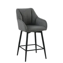 MartinTabouret snack pivotant avec accoudoirs en tissu recyclé et pieds en métal><noscript><img width=