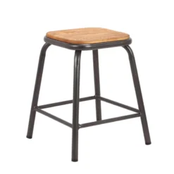 MatisTabouret bas industriel en métal assise bois> Tabouret Bas (assise +/- 45 Cm)
