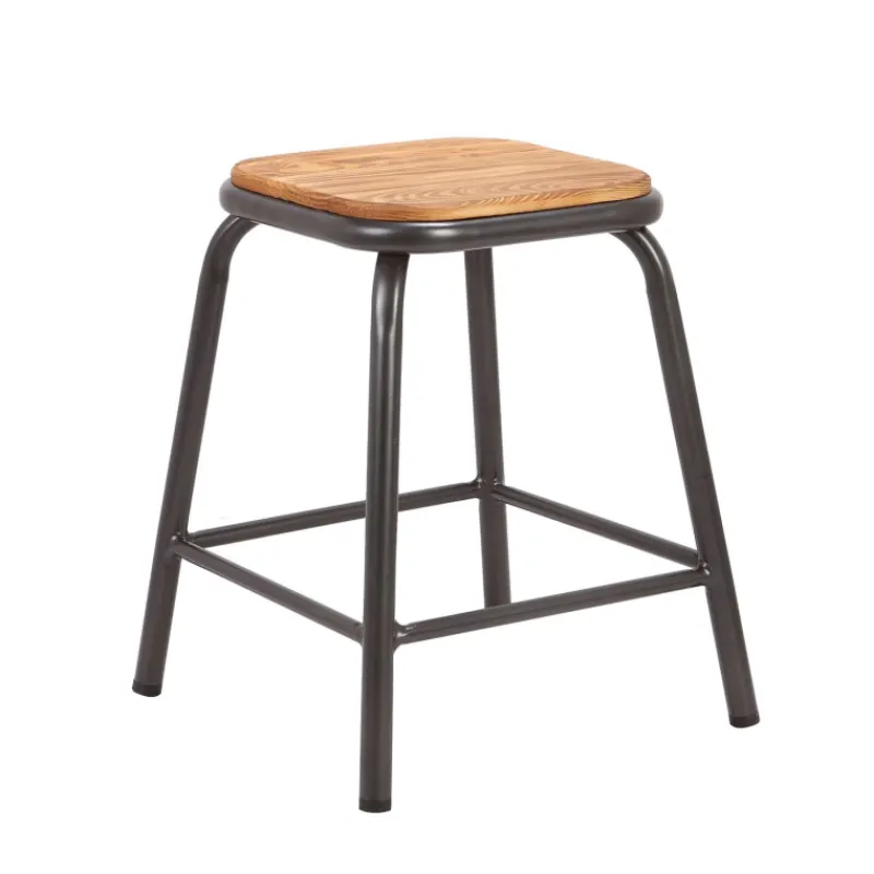 MatisTabouret bas industriel en métal assise bois> Tabouret Bas (assise +/- 45 Cm)