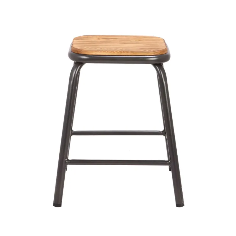 MatisTabouret bas industriel en métal assise bois> Tabouret Bas (assise +/- 45 Cm)