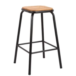 MaxTabouret snack industriel sans dossier en métal assise bois> Tabouret Snack (assise +/- 65 Cm)|Tabouret De Bar (assise +/- 80 Cm)