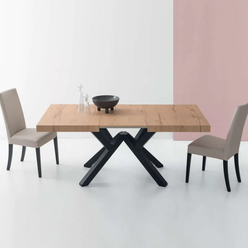 Mikado Connubia© Table extensible design en mélaminé avec pieds en bois> Table De Salle à Manger