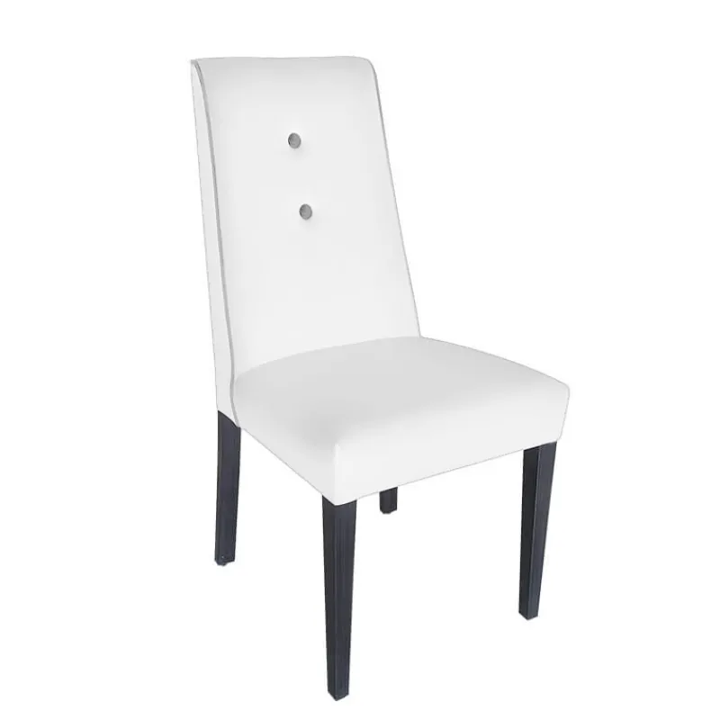 Lujosa Mila Chaise en tissu rembourrée avec boutons sur le dossier pieds bois> Chaise De Salle à Manger|Chaise Salon