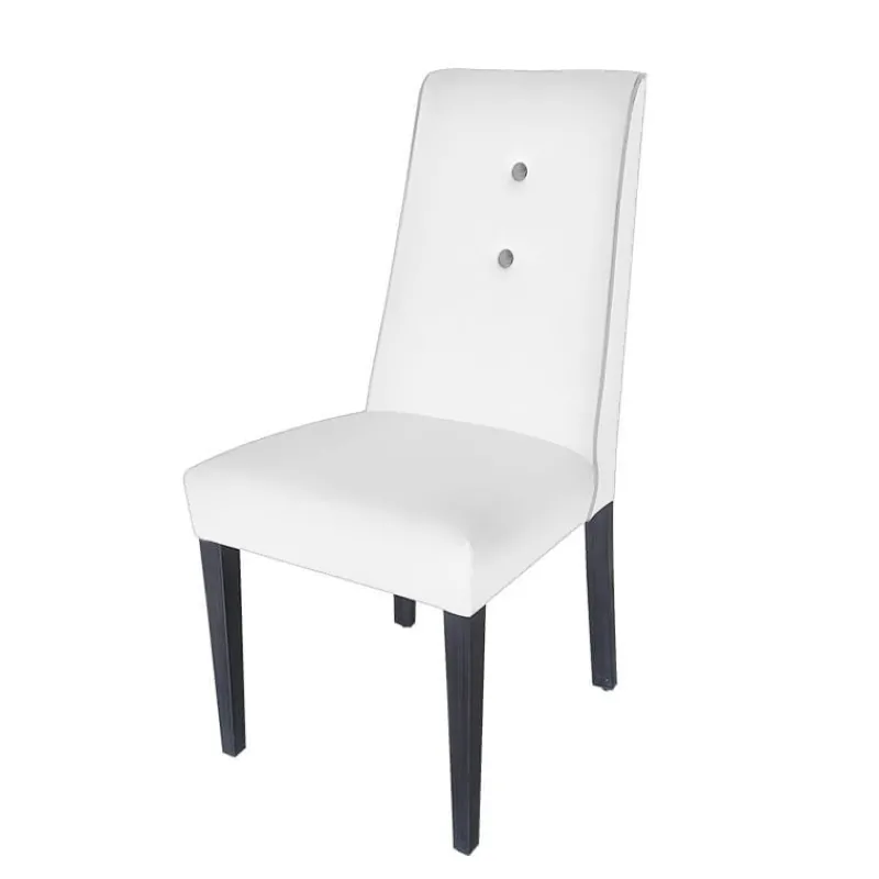 Lujosa Mila Chaise en tissu rembourrée avec boutons sur le dossier pieds bois> Chaise De Salle à Manger|Chaise Salon