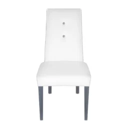 Lujosa Mila Chaise en tissu rembourrée avec boutons sur le dossier pieds bois><noscript><img width=