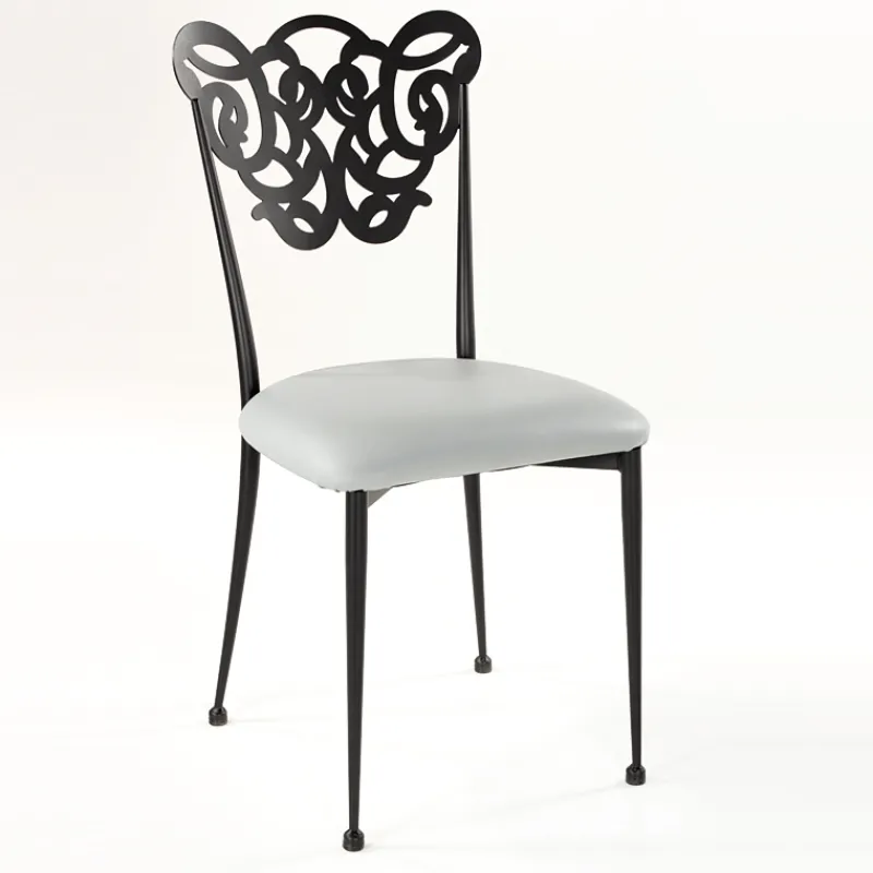 Jayso Milos Chaise provençale en métal assise synthétique rembourrée> Chaise De Cuisine|Chaise De Salle à Manger