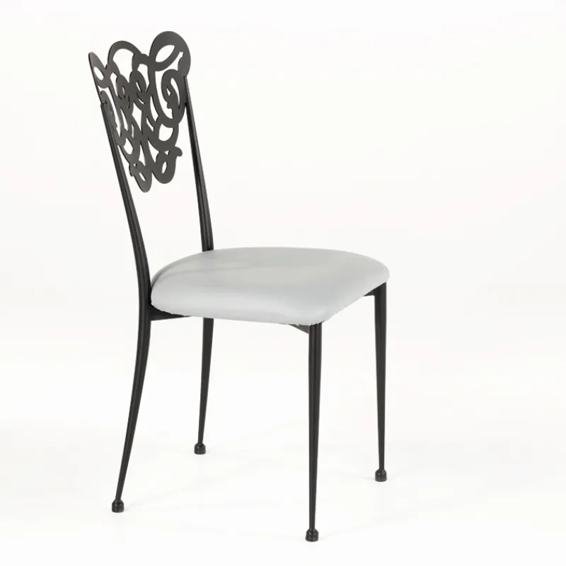 Jayso Milos Chaise provençale en métal assise synthétique rembourrée> Chaise De Cuisine|Chaise De Salle à Manger