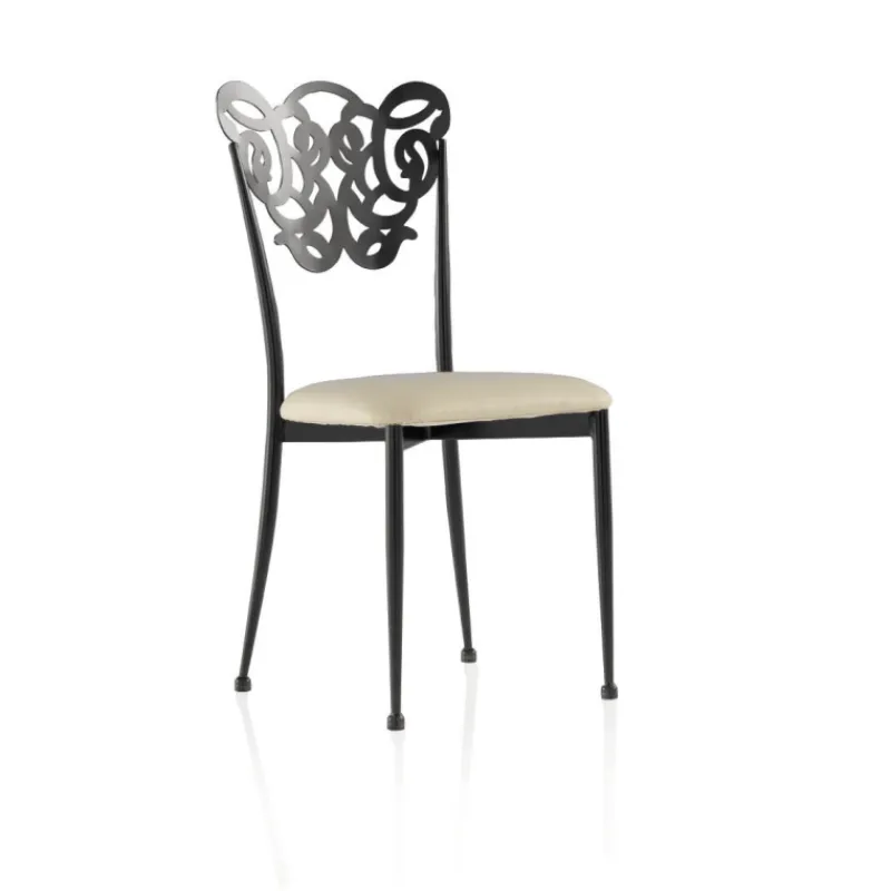 Jayso Milos Chaise provençale en métal assise synthétique rembourrée> Chaise De Cuisine|Chaise De Salle à Manger