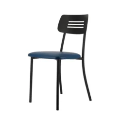 Perfecta Miro 2 Chaise de cuisine en simili rembourrée avec pieds et dossier strié en métal><noscript><img width=